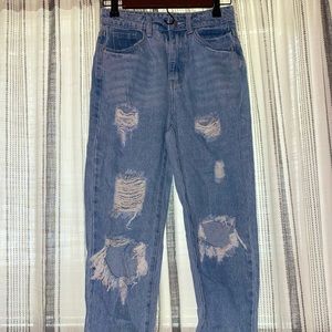 Blue high rise mom jeans